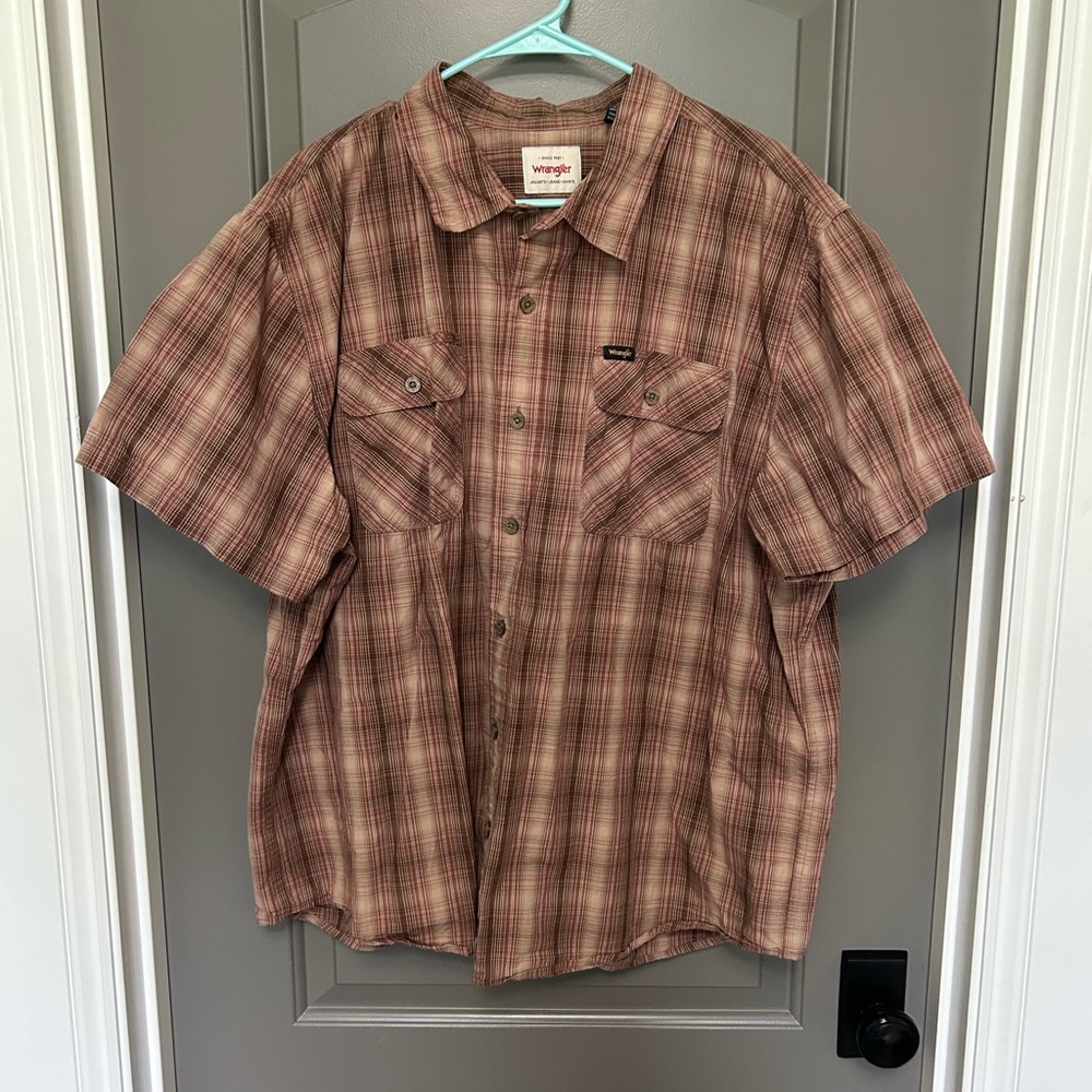 Brown Wrangler Short Sleeve Button Up Shirt